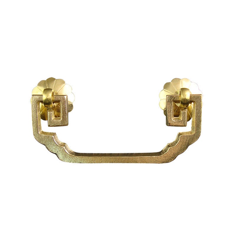Ancient Antique Bronze/Brass Tone Brass Head Drop Ring Drawer Pull Handle Knob Furniture Decorative Door Cabinet Chinese Decor Knocker