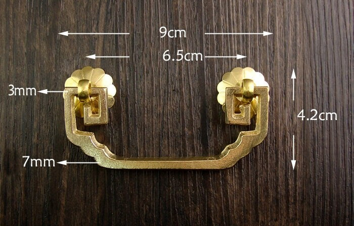 Ancient Antique Bronze/Brass Tone Brass Head Drop Ring Drawer Pull Handle Knob Furniture Decorative Door Cabinet Chinese Decor Knocker