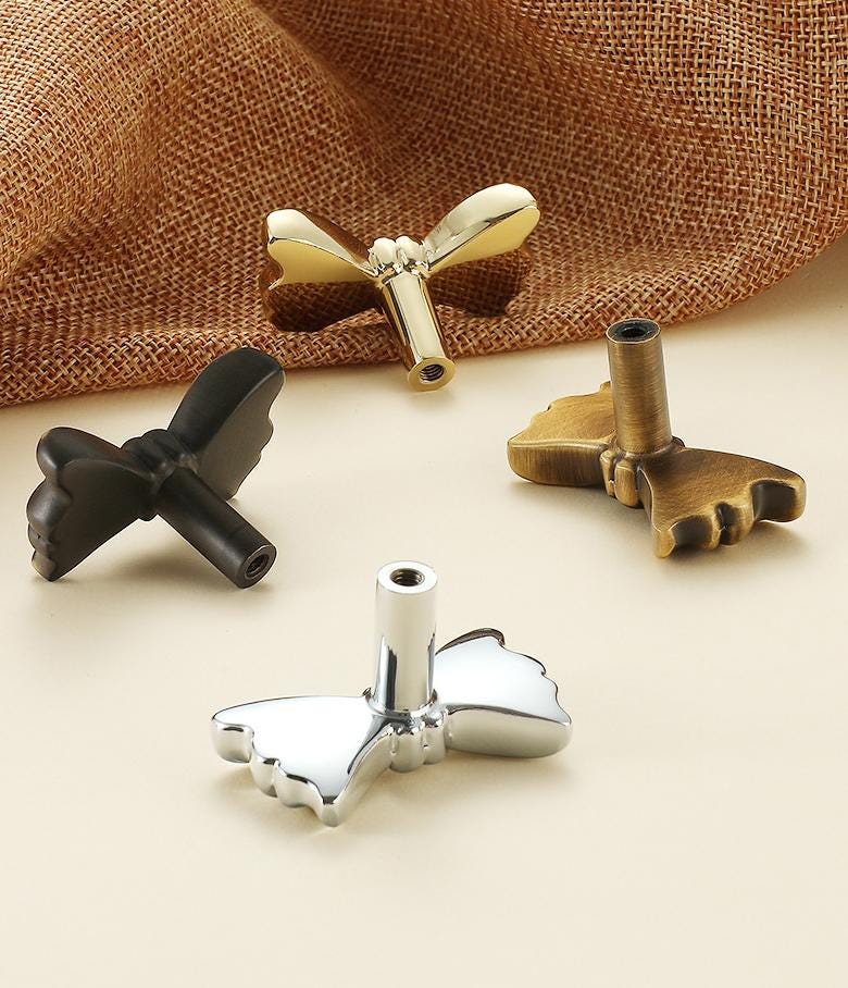 Solid Brass Bow Knob 25x40mm 1 x 1 5/8" Kitchen Cabinet Drawer Pull Handles Door Furniture Aged Antique Bronze Black Silver Gold Wholesale