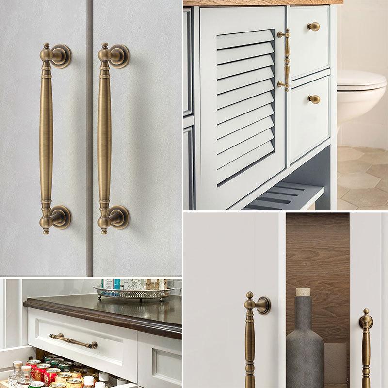 Aged Solid Brass Handles Knobs Cupboard Kitchen Cup Drawer Bin Pulls Antique Bronze Cabinet Door Furniture Decor Hardware Wholesale Bulk