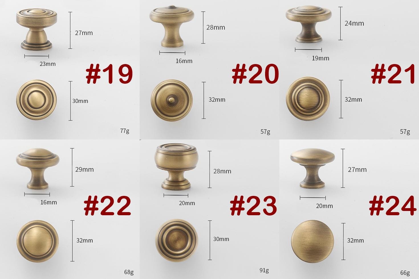 Solid Brass Cabinet Cup Pulls - Antique Bronze Finish for Cabinets - #5 / 1pc