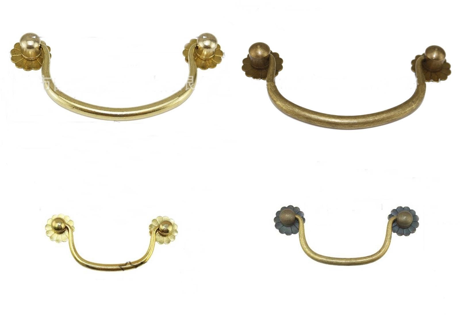 Antique Solid Brass Drop Handle 100 125mm 4" 5" Drawer Pull Knocker Furniture Decorative Door Cabinet Vintage Decor Hardware Wholesale Bulk