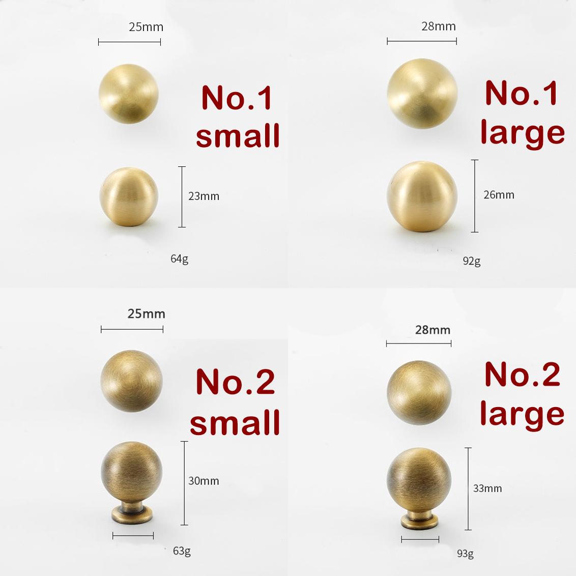 Ball Kitchen Knobs 25 28mm 1" Solid Brass Cabinet Drawer Pull Handles Door Furniture Aged Antique Bronze Black Silver Gold Bulk