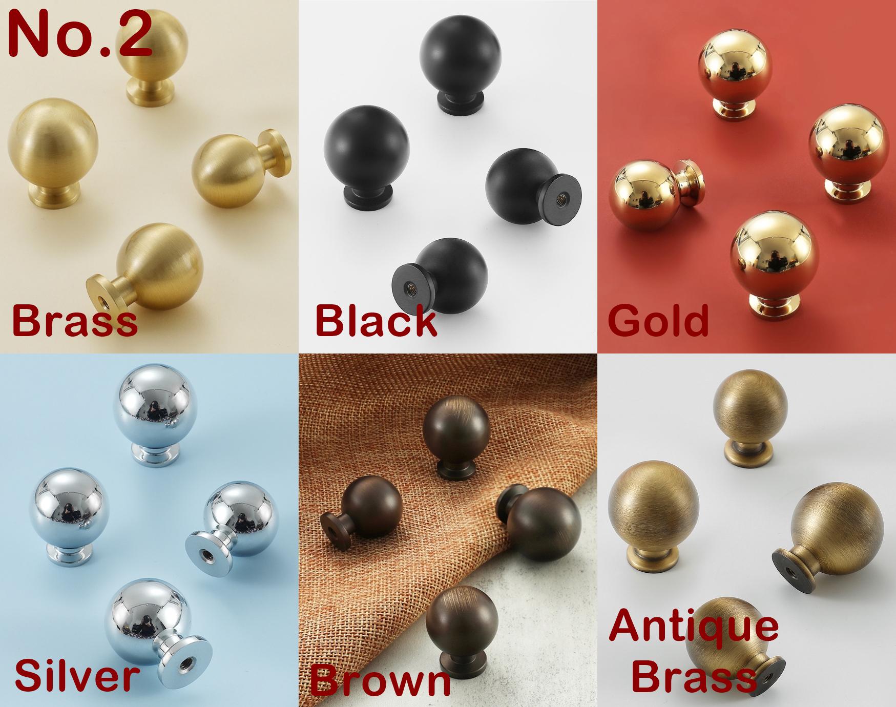 Ball Kitchen Knobs 25 28mm 1" Solid Brass Cabinet Drawer Pull Handles Door Furniture Aged Antique Bronze Black Silver Gold Bulk