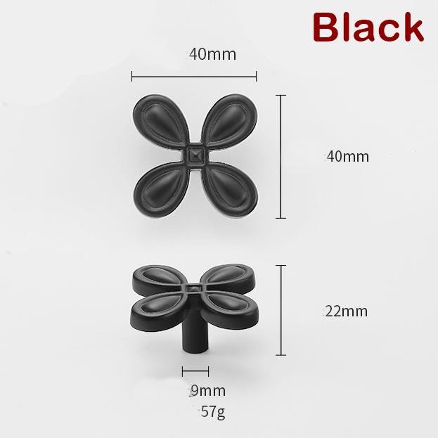 Flower Clover Cabinet Knobs 22x40mm 7/8 x 1 5/8" Solid Brass Drawer Pull Handles Door Furniture Aged Antique Bronze Black Silver Gold Bulk