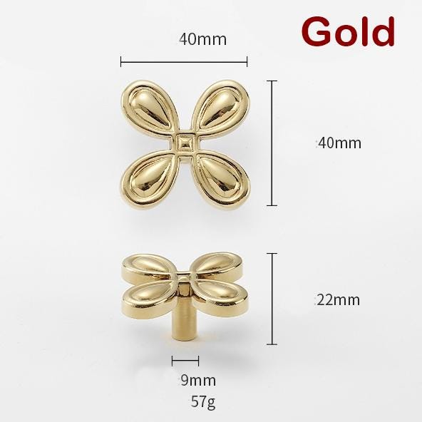 Flower Clover Cabinet Knobs 22x40mm 7/8 x 1 5/8" Solid Brass Drawer Pull Handles Door Furniture Aged Antique Bronze Black Silver Gold Bulk