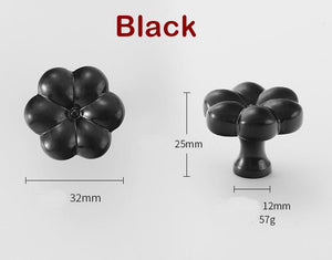 Solid Brass Floral Cabinet Pulls & Knobs - Black Finish Hardware - Black / 1pc