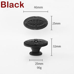 Solid Brass Floral Cabinet Pulls & Knobs - Black Finish Hardware - Black / 1pc