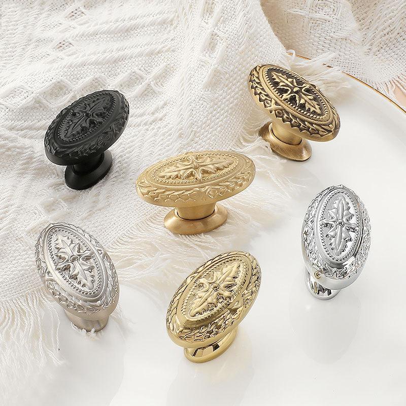 Solid Brass Flower Oval Kitchen Knob Handles 32x46mm 1 1/4" x 1 3/4" Cabinet Drawer Door Furniture Black Silver Gold Antique Wholesale Bulk