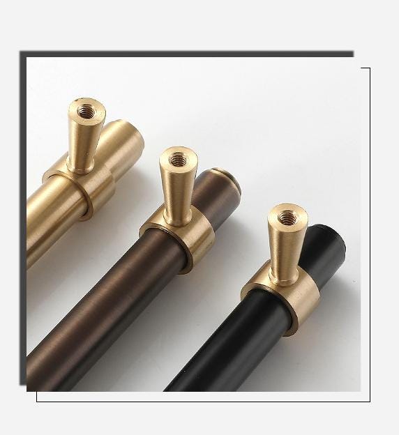 Solid Brass Cabinet Cup Pulls - Black Finish Decorative Hardware - Brass 370mm / 1pc