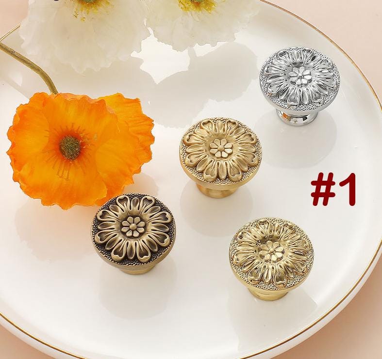 Vintage Retro Style Handles Knobs Drawer Bin Pulls Aged Solid Brass Silver Golden Kitchen Cabinet Door Furniture Hardware Wholesale Bulk