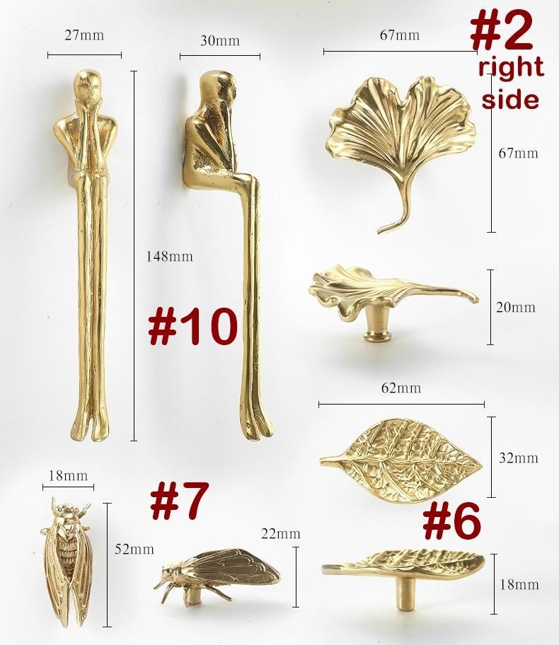 Gold Plated Drawer Pull Knob Handle Solid Brass Hardware For Unique Handmade Furniture Home Vintage Decor Kitchen Bathroom Cabinet Dresser