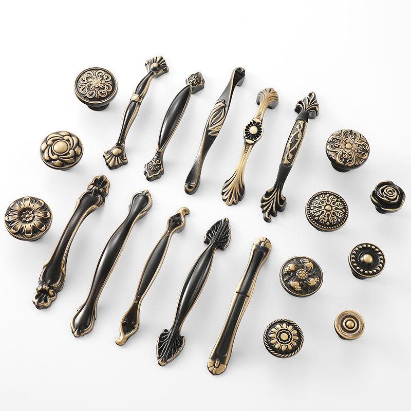 Art Deco Drawer Pulls Handles Round Knobs Aged Solid Brass Vintage Decor Kitchen Bathroom Cabinet Cupboard Bedroom Dresser Wardrobe Hardware