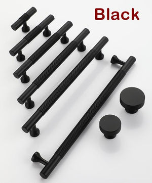 Solid Brass Knurled Cabinet Pulls & Knobs - Black Finish Hardware - Brass 96mm / 1pc
