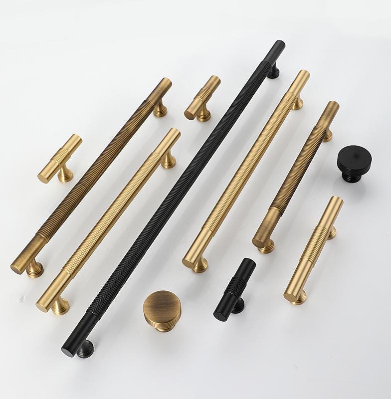 Industrial Knurled Drawer Pulls Knobs Cabinet Handles Black Gold Textured Bar Pulls for Kitchens Dressers Modern Furniture Door