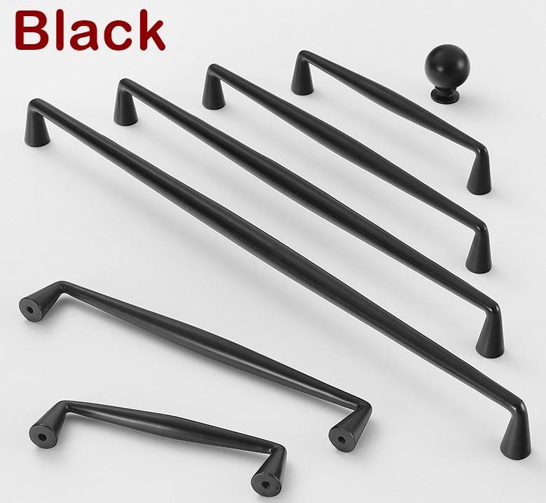 Solid Brass Round Cabinet Cup Pulls - Black Finish for Wardrobes - Black 172mm / 1pc