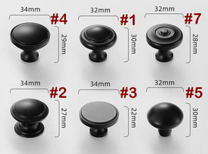 Solid Brass Cabinet Pulls & Knobs - Black Finish Furniture Hardware - #2 34mm / 1pc