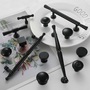 Solid Brass Cabinet Pulls & Knobs - Black Finish Furniture Hardware - #8 26mm / 1pc