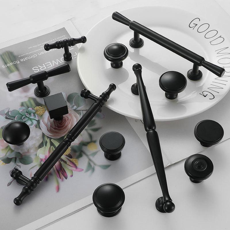 Solid Brass Cabinet Pulls & Knobs - Black Finish Furniture Hardware - #8 26mm / 1pc
