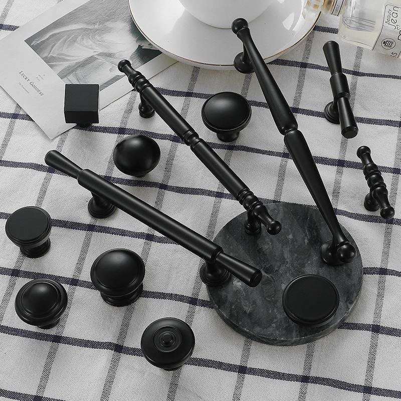 Black Solid Brass Handles Knobs Kitchen Cabinet Drawer Pulls Door Furniture Decor Hardware Wholesale Bulk