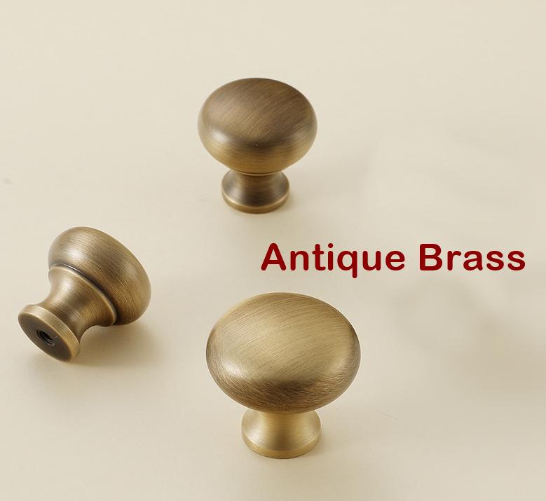 Round Kitchen Knobs 25 28 32mm 1 1 1/4" Solid Brass Cabinet Drawer Pull Handles Door Furniture Aged Antique Bronze Black Silver Gold Bulk