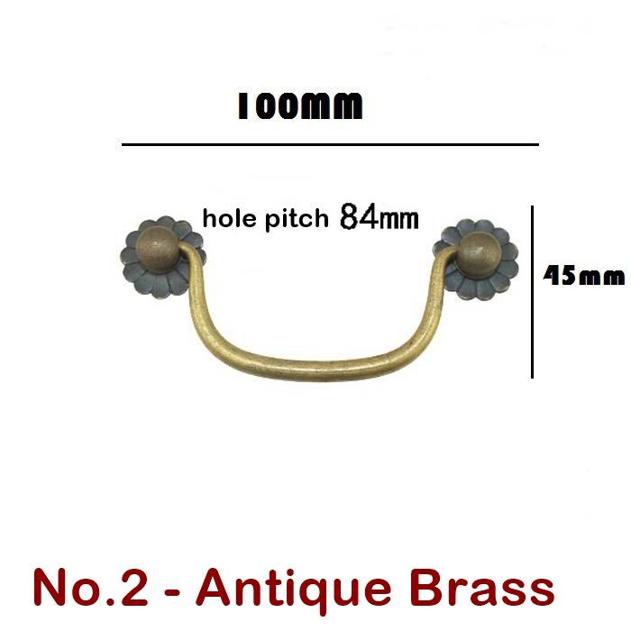 Antique Solid Brass Drop Handle 100 125mm 4" 5" Drawer Pull Knocker Furniture Decorative Door Cabinet Vintage Decor Hardware Wholesale Bulk