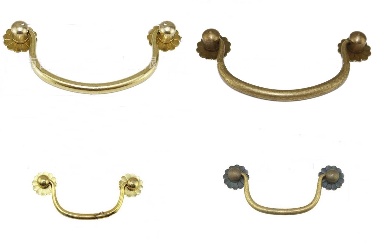 Antique Solid Brass Drop Handle 100 125mm 4" 5" Drawer Pull Knocker Furniture Decorative Door Cabinet Vintage Decor Hardware Wholesale Bulk