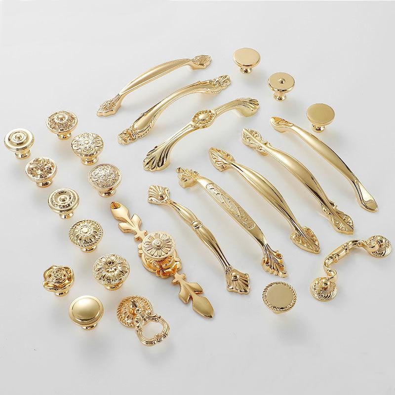 Antique Vintage Drawer Pull Knob Handle Gold Plated Brass Hardware For Unique Handmade Furniture Home Decor Kitchen Bathroom Cabinet Dresser