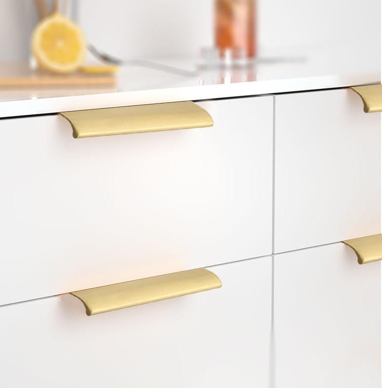Solid Brass Invisible Handles Knobs Cupboard Kitchen Cup Drawer Bin Pulls Cabinet Door Furniture Decor Hardware Wholesale Bulk