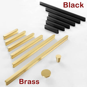 Solid Brass Modern Cabinet Pulls & Knobs - Black Finish Hardware - #2 Black / 1pc