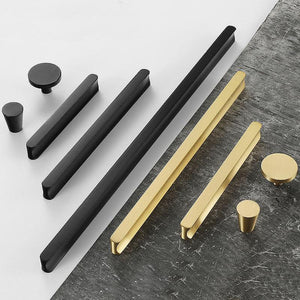 Solid Brass Modern Cabinet Pulls & Knobs - Black Finish Hardware - #1 Brass / 1pc