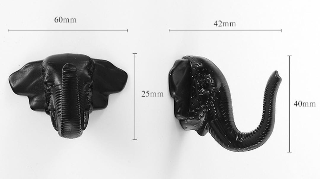 Elephant Trunk Kitchen Knob Hook Handles 60mm 2 3/8" Cabinet Drawer Door Furniture Black Silver Gold Antique Wholesale Bulk