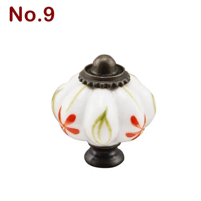 White Ceramic Handles Knobs 33x38mm Round Cupboard Kitchen Cup Drawer Bin Pulls Vintage Antique Bronze Cabinet Door Furniture Decor Hardware