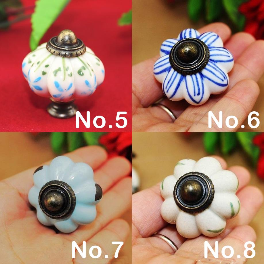 White Ceramic Handles Knobs 33x38mm Round Cupboard Kitchen Cup Drawer Bin Pulls Vintage Antique Bronze Cabinet Door Furniture Decor Hardware