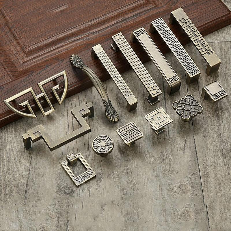 Aged Solid Brass Retro Drawer Pull Knob Handle Hardware For Unique Handmade Furniture Vintage Home Decor Kitchen Bathroom Cabinet Dresser