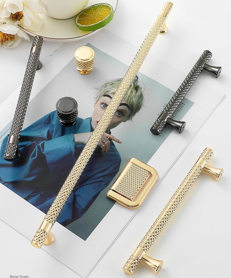 Solid Brass Knurled Cabinet Cup Pulls - Gold Finish for Wardrobes - Gray/Round / 1pc