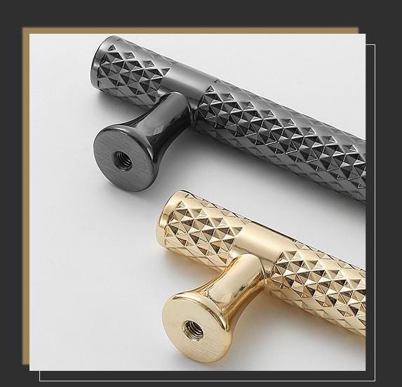 Solid Brass Knurled Cabinet Cup Pulls - Gold Finish for Wardrobes - Gold - 360mm / 1pc