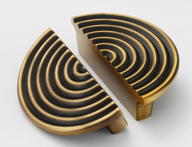 Solid Brass Mid-Century Cabinet Pulls & Knobs - Antique Bronze Finish - #3 - 37mm/gold / 1pc