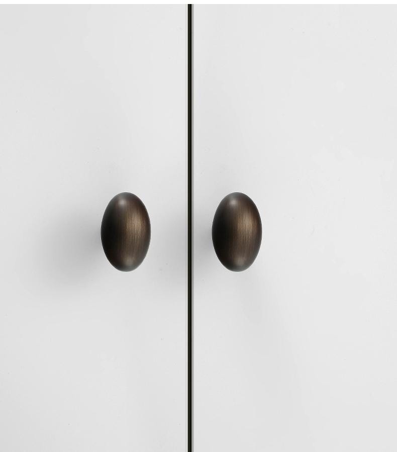 Oval Egg Cabinet Knobs 36mm 1 3/8" Solid Brass Door Drawer Pull Handles Kitchen Furniture Aged Antique Bronze Black Silver Gold Wholesale