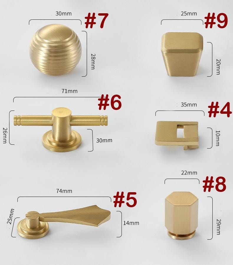 Solid Brass Handles Knobs Cupboard Kitchen Cup Drawer Bin Pulls Cabinet Door Furniture Decor Hardware Wholesale Bulk