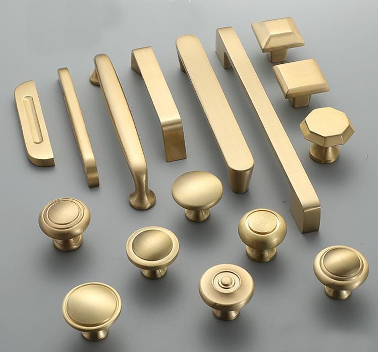 Rectangle Round Brushed Handles Knobs 3 - 6 Inch Solid Brass Cupboard Kitchen Cup Drawer Bin Pulls Cabinet Door Furniture Decor Hardware
