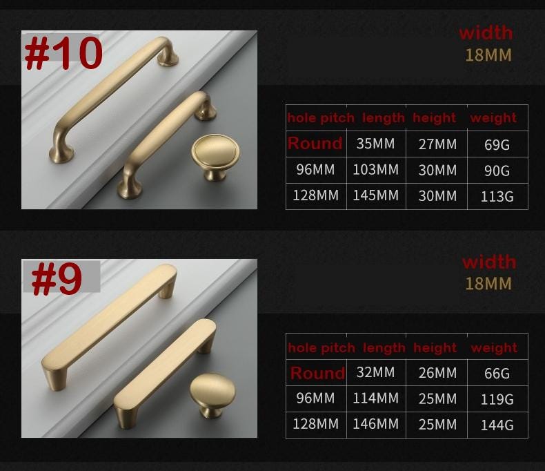 Rectangle Round Brushed Handles Knobs 3 - 6 Inch Solid Brass Cupboard Kitchen Cup Drawer Bin Pulls Cabinet Door Furniture Decor Hardware