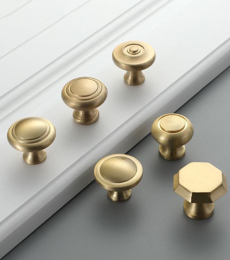 Rectangle Round Brushed Handles Knobs 3 - 6 Inch Solid Brass Cupboard Kitchen Cup Drawer Bin Pulls Cabinet Door Furniture Decor Hardware