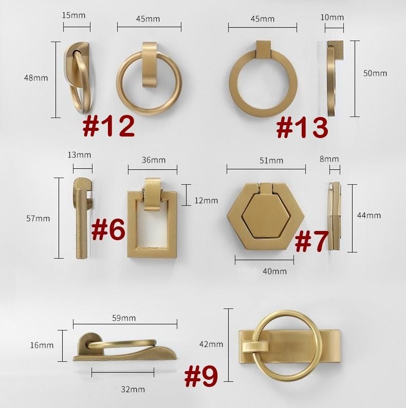 Vintage Solid Brass Cabinet Handles Classic Art Deco Drawer Pulls for Kitchen Wardrobe Dresser in Elegant Antique Modern Interior Design