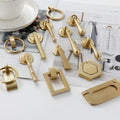Solid Brass Round Cabinet Pulls & Knobs - Matte Gold Finish Hardware - #1 - 94mm / 1pc
