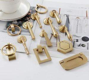 Solid Brass Round Cabinet Pulls & Knobs - Matte Gold Finish Hardware - #1 - 94mm / 1pc