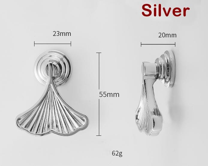 Ginkgo Leaf Art Deco Style Drop-Handle Pendant Drawer Pull Knob 7/8" x 2 1/8" Solid Brass Hardware For Unique Handmade Vintage Home Decor