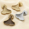 Solid Brass Ginkgo Cabinet Pulls & Knobs - Silver Finish Hardware - Brass / 1pc