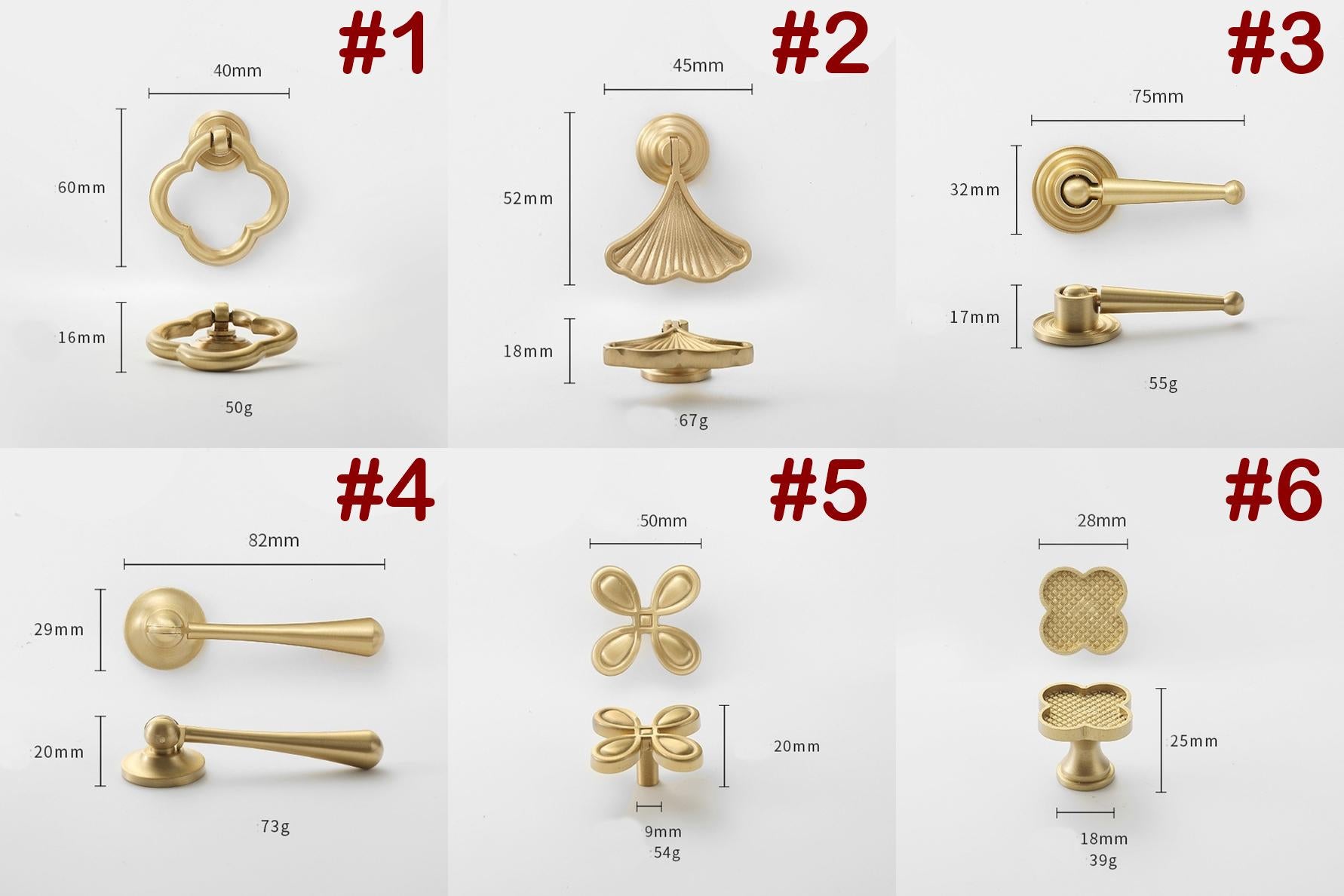 Antique Gold Floral Cabinet Knobs Solid Brass Art Deco Oriental Vintage Drawer Pulls Carved Flower Ginkgo Lotus Patterns Dresser Wardrobe