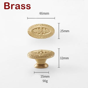 Solid Brass Floral Cabinet Pulls & Knobs - Black Finish Hardware - Antique Brass / 1pc